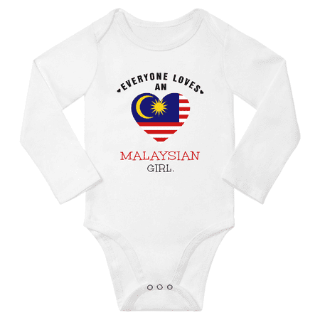 

Everyone Loves An Malaysian Girl Baby Long Slevve Romper Bodysuit (White 12-18 Months)