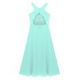 thumbnail image 5 of Manyakai Kids Girls Floral Lace Chiffon Sleeveless Bridesmaid Wedding Party Maxi Flower Girl Dress Mint Green 14, 5 of 6