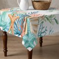 thumbnail image 4 of Marine Life Table Cloth Waterproof Tablecloths, Nautical Underwater Coral Shell Starfish Watercolor Tablecloth Dining Table Cover for Kitchen Party Tabletop Outdoor, Square Tablecloth 54x54 Inch, 4 of 9