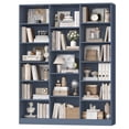 thumbnail image 3 of Homfa Triple Row 6-tier Bookshelf, 74 in Tall Bookshelf with 17 Open Display Shelves, Large Bookcase for Office Living Room, Blue, 3 of 8