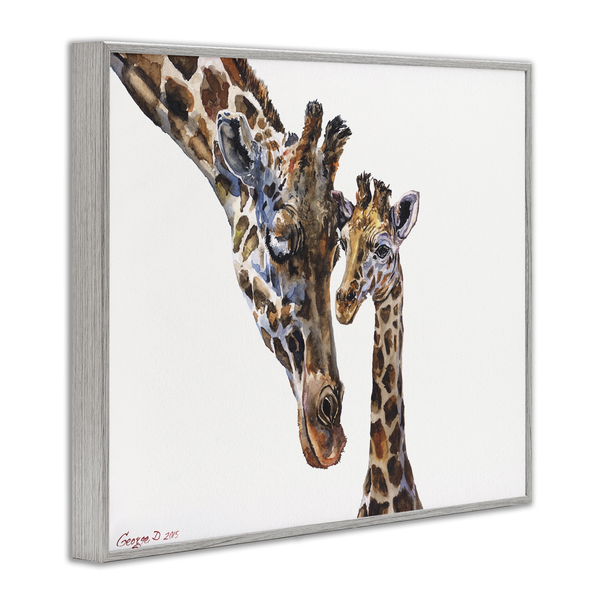 Stupell Industries Baby Giraffe Animal Watercolor Animals & Insects Painting Gray Framed Art Print Wall Art, 30 x 24