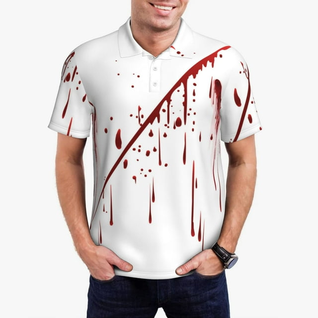 Vsdgher Polo à Imprimé Main Ensanglantée pour Hommes, Polo à Manches Courtes Extensible pour Hommes, Chemises pour Hommes-4TG