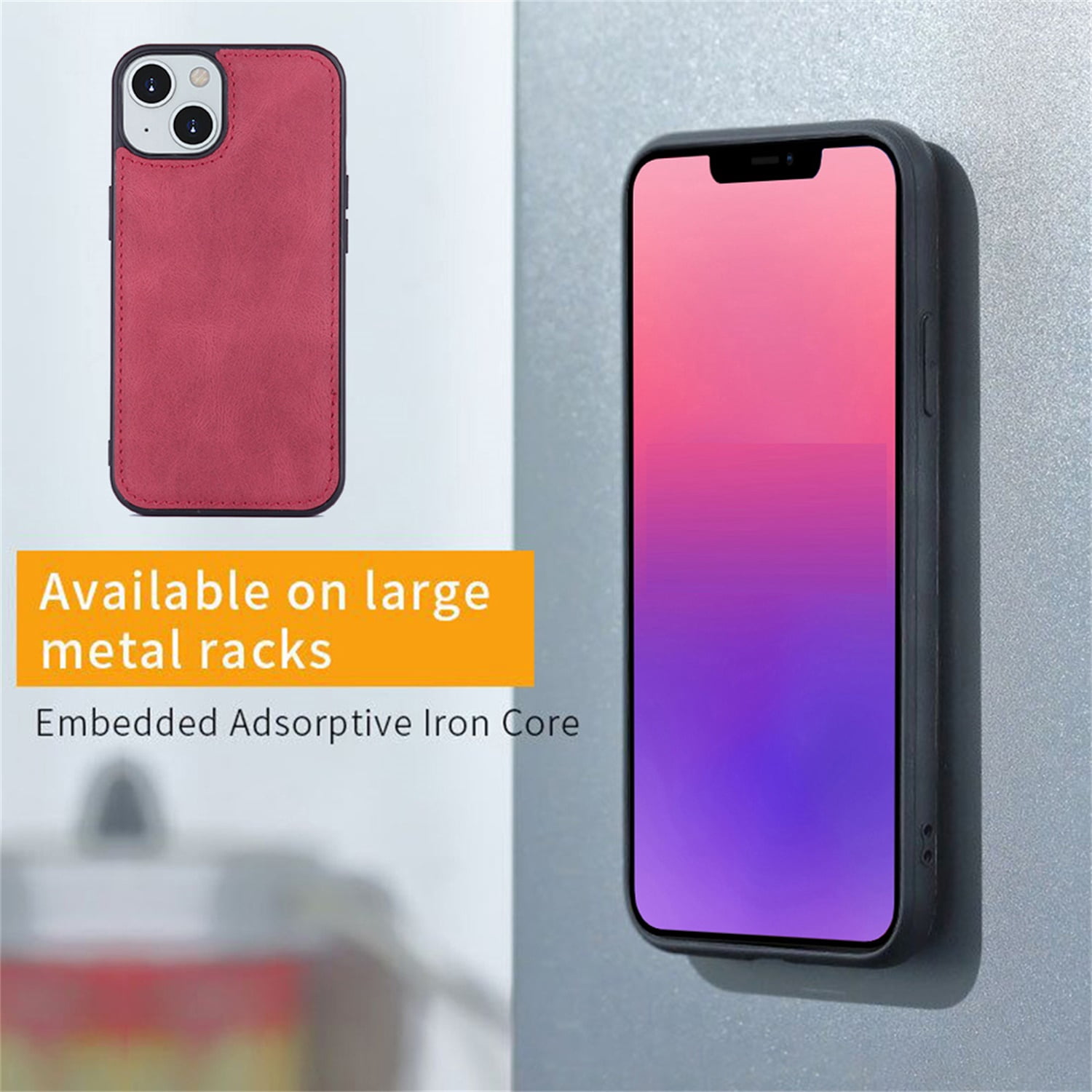 Defencase for iPhone 13 Mini Case for Women Men, Removable Durable PU Leather Magnetic Flip Strap Wristlet Zipper Purse Card Holder Detachable Wallet Phone Cases for iPhone 13 Mini, Red