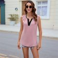 thumbnail image 6 of Womens Pleated Tank Tops V Neck Casual Sleeveless Blouses Summer Basic Vest Shirt Pink S, 6 of 9