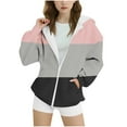 thumbnail image 2 of Spazoro Girls Swearshirts, Striped Full Zip Hooded Fall Winter Casual Cardigan Tops for Girls Pink Size 8-9T, 2 of 4