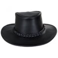 thumbnail image 2 of Crusher Leather Outback Hat - L - Black, 2 of 6