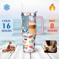 thumbnail image 4 of 40oz Fashion Leopard Pattern Stainless Steel Flip Straw Tumbler Spill Proof Travel Cup Double Wall Vacuum Insulated Coffee Mug with Top Handle, 4 of 6