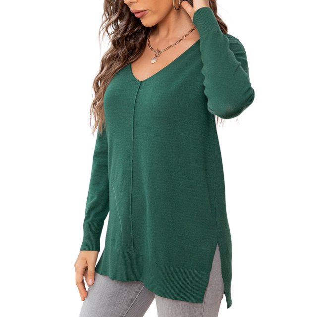 Nordisk-Flair Women's Pullover Sweater Soft Knit V-Neck Relaxed Fit Ribbed Trim Cozy Essential