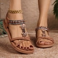 thumbnail image 2 of Rokment Women's Boho Beach Flat Dress Sandals 2026 Summer Ethnic Butterfly Embroidered Wedge Low Heel Slingback Dressy Sandals for Woman Vacation Brown Size 8.5, 2 of 5
