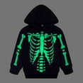 thumbnail image 2 of Boys Halloween Hoodie Skeleton Glow in Dark Hooded Sweatshirt Black Long Sleeves Shirt 7T, 2 of 4