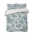 thumbnail image 2 of Quilts Twin Size, Teal Paisley Floral Soft Comforter Bedding Set for Bed, Boho Vintage Flowers Ethnic Lightweight Quilted Bedspread with Pillow Cover(2 Pieces) for All Season, 68x86 Inch, 2 of 6