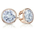 thumbnail image 2 of 14k Rose Gold Round Moissanite Stud Earrings (6ct TGW, 9.5mm, G-H) Bezel-set, Screw-Back by Diamond Wish, 2 of 3