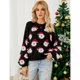 thumbnail image 3 of Suéter de mujer Mia Muse de invierno con diseño navideño, liso, con muñeco de nieve, elástico, de manga larga, cuello redondo, suéter informal regular, 3 of 5