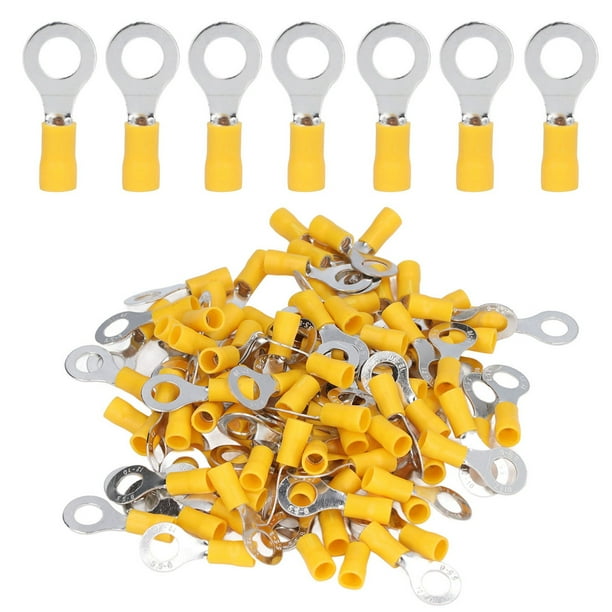 100 terminales de anillo aislados para cables eléctricos, conectores de crimpado de cobre AWG12-10 RV5.5-8