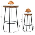 thumbnail image 3 of ZENY 3 Piece Bistro Bar Set with 2 Stools and Round Table, Black/Rustic Brown, 3 of 9