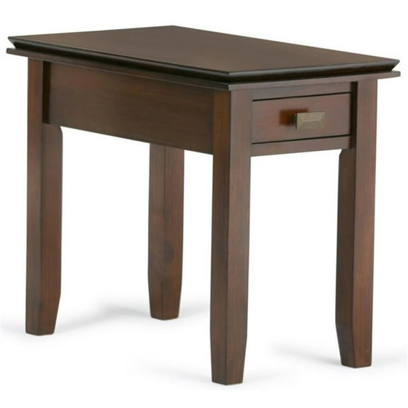 Trent Home 14" Rectangle Transitional Solid Wood Narrow End Side Table in Brown