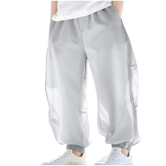 JSGEK Breathable Thin Mosquito Proof Pants Children's Summer Pocket Trousers Comfortable Soft Fabric Reflective Strips for Daily Travel Outdoor Activities Gray 2 Years