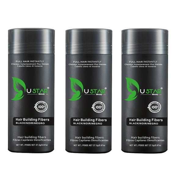 3 Pack - Ustar Hair Building Fiber Black 0.97 oz/27.5 g