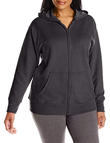 Just My Size Women`s Plus-Size Full Zip Fleece Hoodie, Ebony, 16W/1XL ...