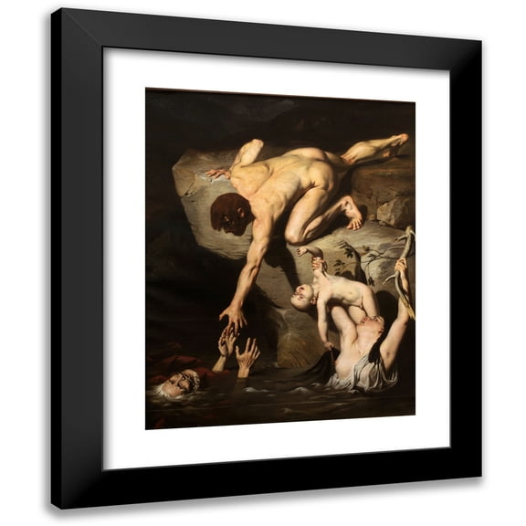 Joseph-Désiré Court 19x24 Black Modern Framed Museum Art Print Titled - Scene of Deluge (1827)