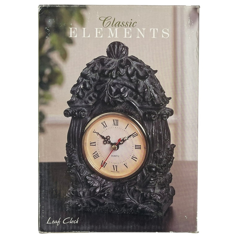 Elements Resin Leaf Desk Mantle Clock Cassic Old World Style