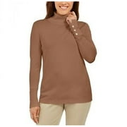 JM Collection Women's Stud Sleeve Pullover Turtleneck Sweater Brown Size XX-Large