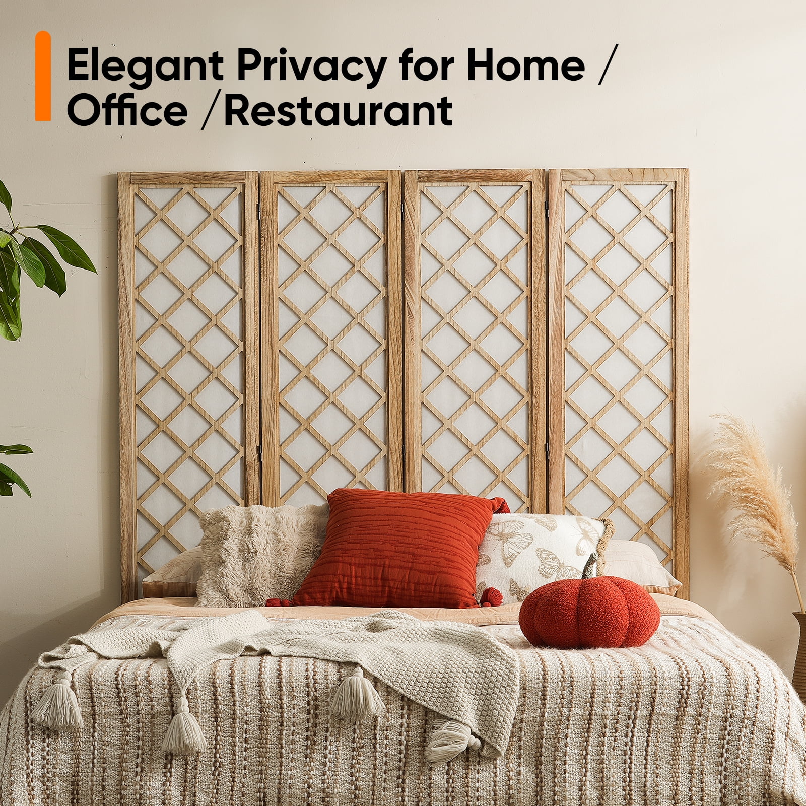 Jostyle 4/6 Panel Room Divider Privacy Screen - Foldable Partition Wood Frame