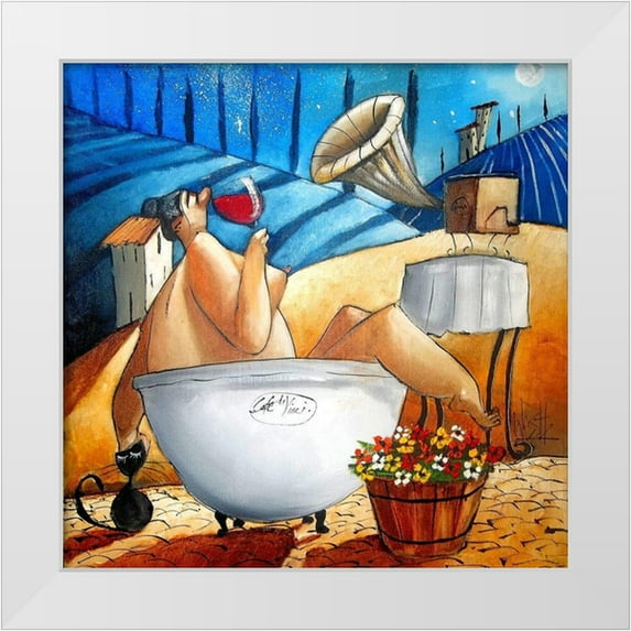 West, Ronald 15x15 White Modern Wood Framed Museum Art Print Titled - Late Night Bath V