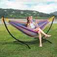 thumbnail image 3 of SUNCREAT Portable Large Hammock with Stand, Two Person Hammock with Stand Included, Rainbow Stripes, 3 of 9