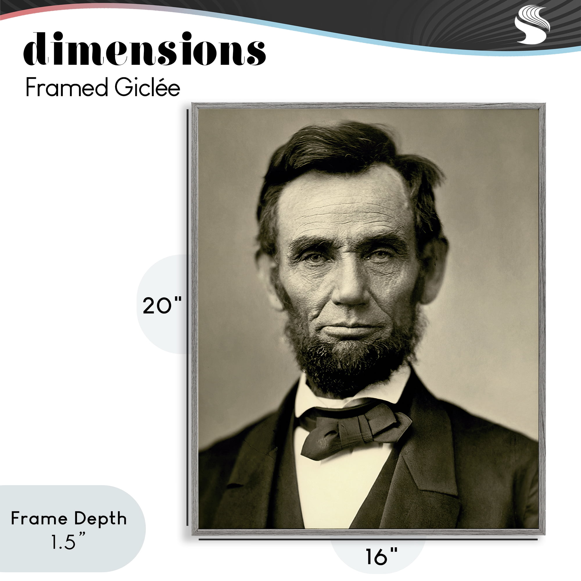 Stupell Industries Iconic Lincoln Portrait Gray Framed Giclee Art, design by Alexander Gardner