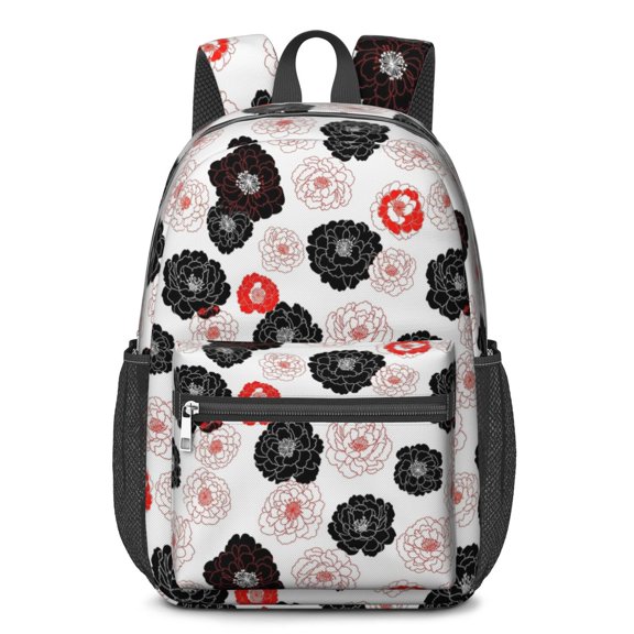 Pioneer Flower Floral Print Pattern 17" School Backpacks for Teens,Waterproof Oxford Fabric,S-Shape Padded Straps for School,Travel,Hiking,Camping