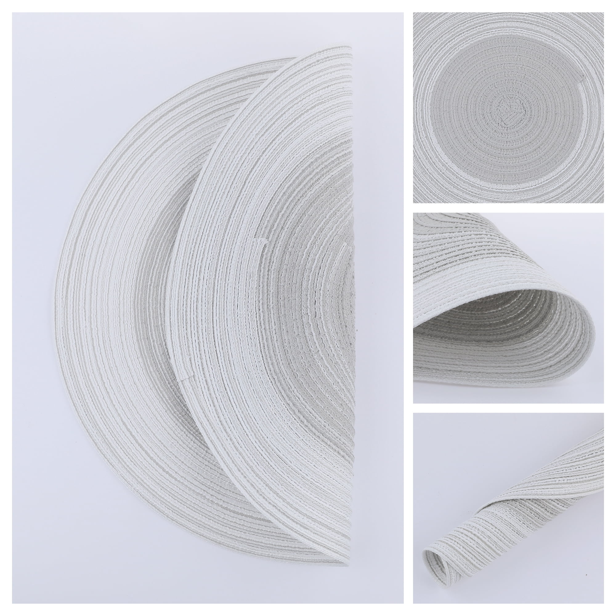 Unique Bargains Set of 6 Rattan Placemats for Dining Table Silver Gray