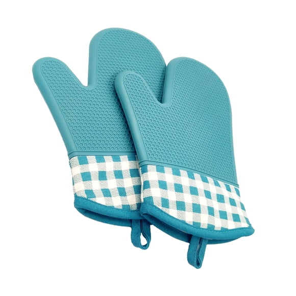 Bearachild Guantes antideslizantes para horno, resistentes al calor, para hornear, asar, cómodos y súper seguros Herramientas y accesorios para hornear Agua Azul