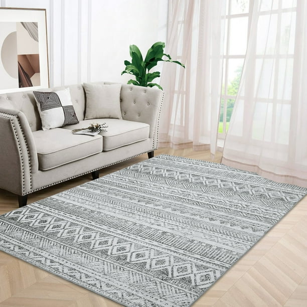 HOMERRY Boho Moroccan Area Rug 5'x7' Modern Diamond Carpet Rug Foldable