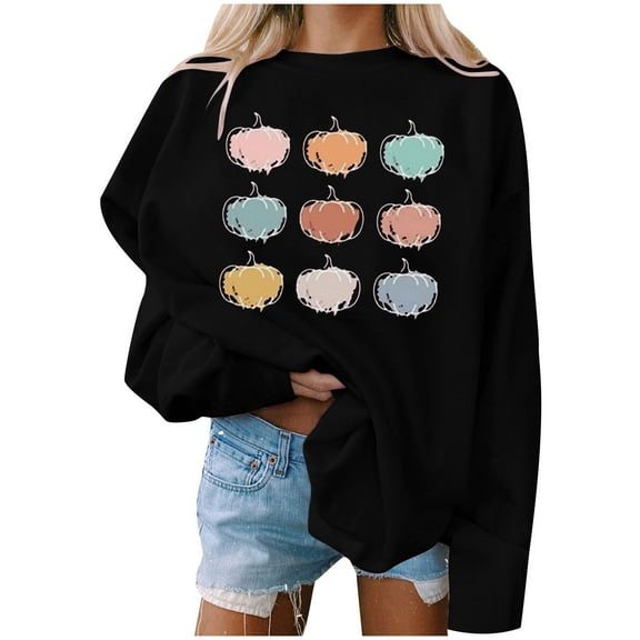 Dyegold Fall Sweatshirts For Women Graphic Halloween Sweatshirt Pumpkin Graphic Pullover Tops Cute Crewneck Halloween Shirts