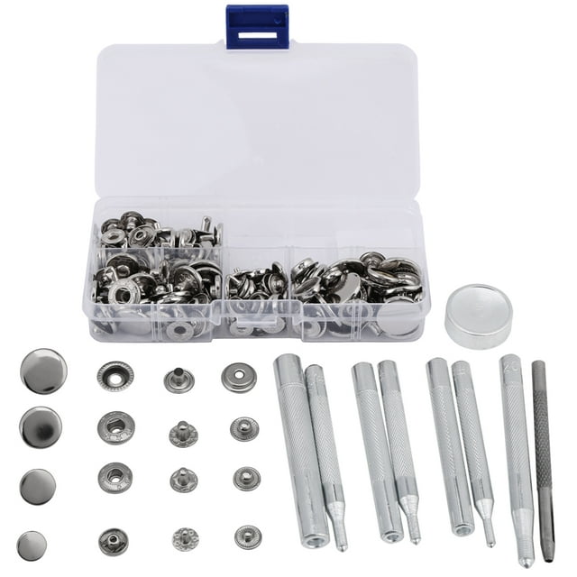 40 Sets Press Stud Snap Button Popper Fastener Leather Jeans Accessories Base Tools Silver