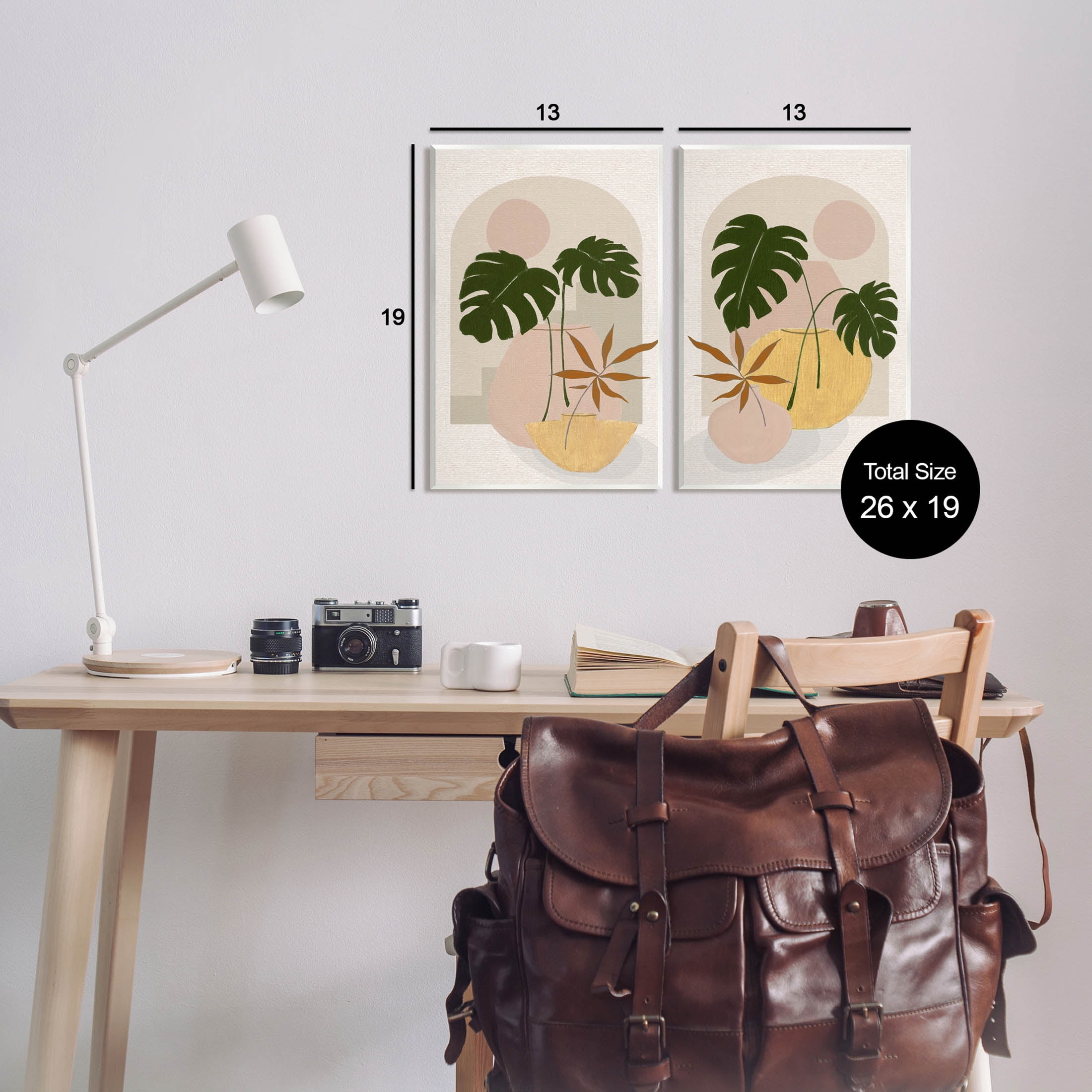 Boho Monstera Archway Landscape Botanical & Floral Painting Unframed Art Print Wall Art, Set of 2