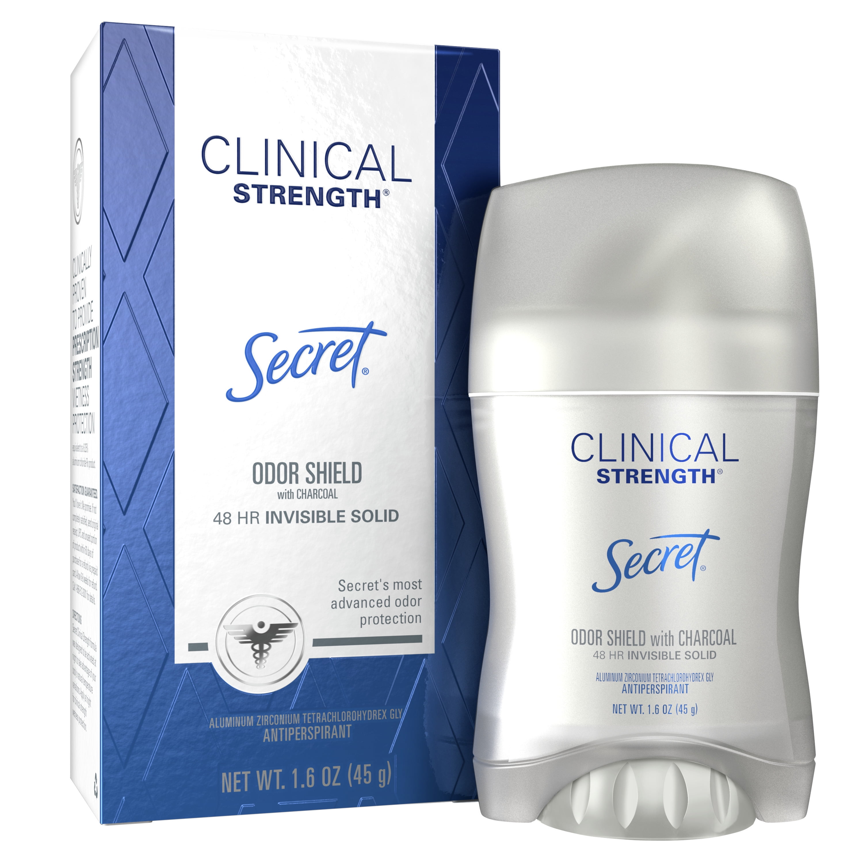Secret Clinical Strength Invisible Solid Antiperspirant Deodorant Odor Shield with Charcoal 1.6 oz