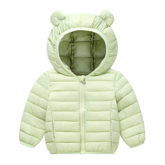 JSGEK Lightweight Down Coats Warm Jackets Children's Coats Stylish for Boys and Girls Casual Wear Long Sleeves Comfortable Breathable Indoor and Outdoor Activities Green 3 Years