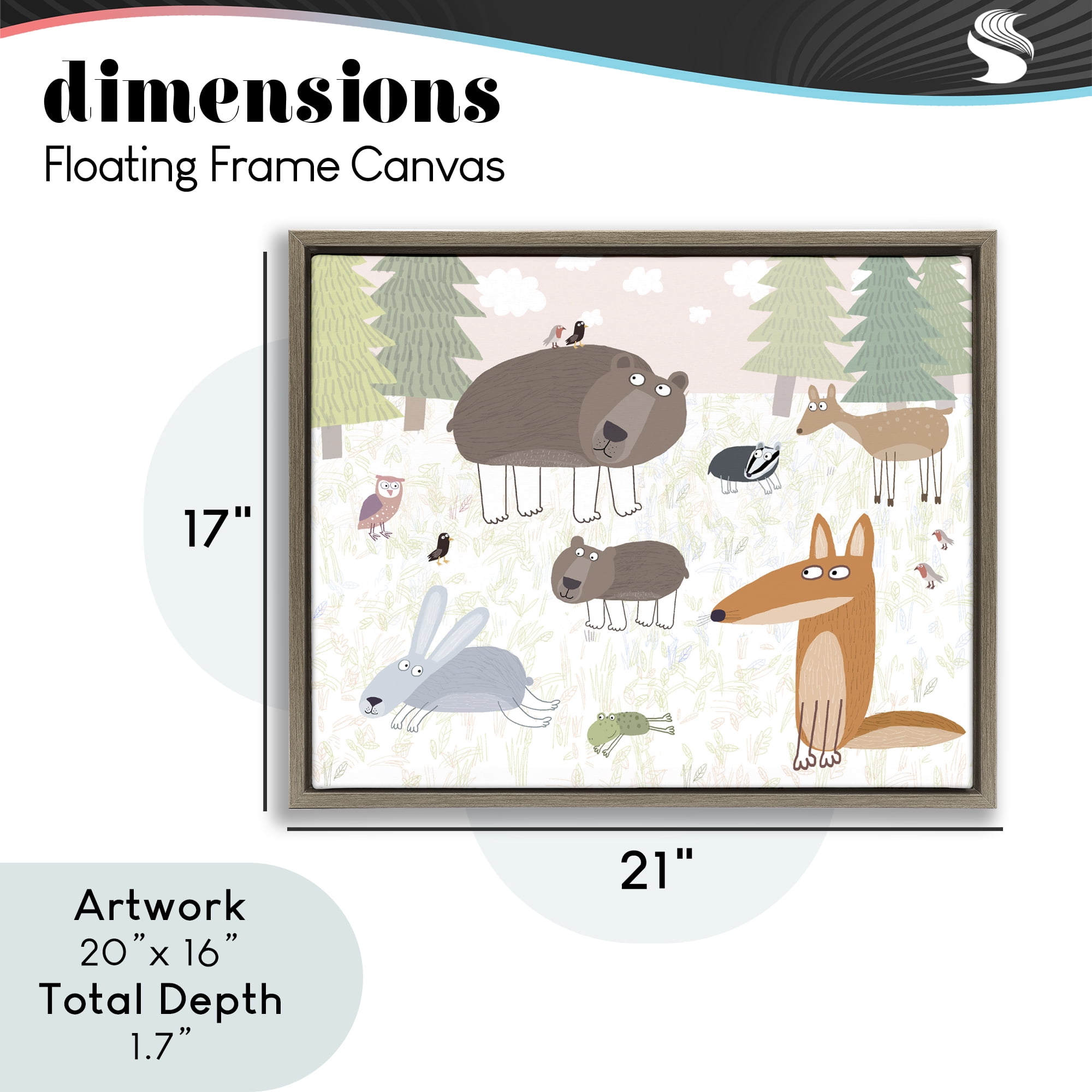 Stupell Industries Forest Animals Out and About Brown Framed Floater Canvas Wall Art, design by Carla Daly