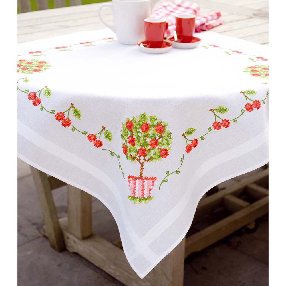 Vervaco® Cherries Tablecloth Stamped Cross-Stitch Kit - Walmart.com