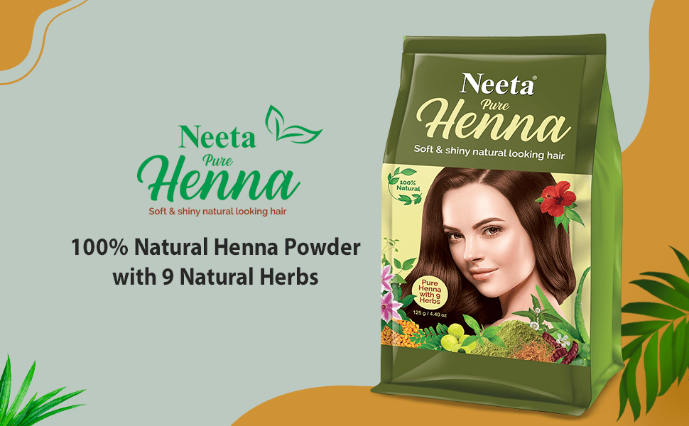 Neeta 100% Natural Pure Henna with 9 Herbs for hair, Chemical Free