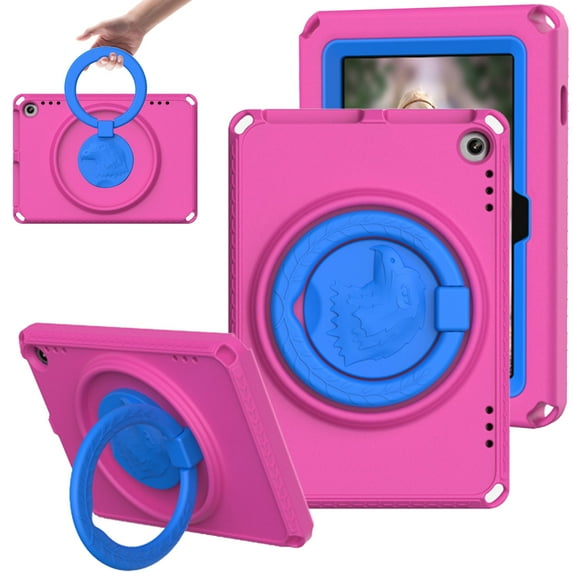 SaniMore for Amazon Fire HD 8 & 8 Plus (12th/10th Generation, 2022/2020) Case, Kid-friendly Shockproof EVA Backplane Two-layer Protective Case 360° Rotating Kickstand Holder Anti-fall Csae, Rose