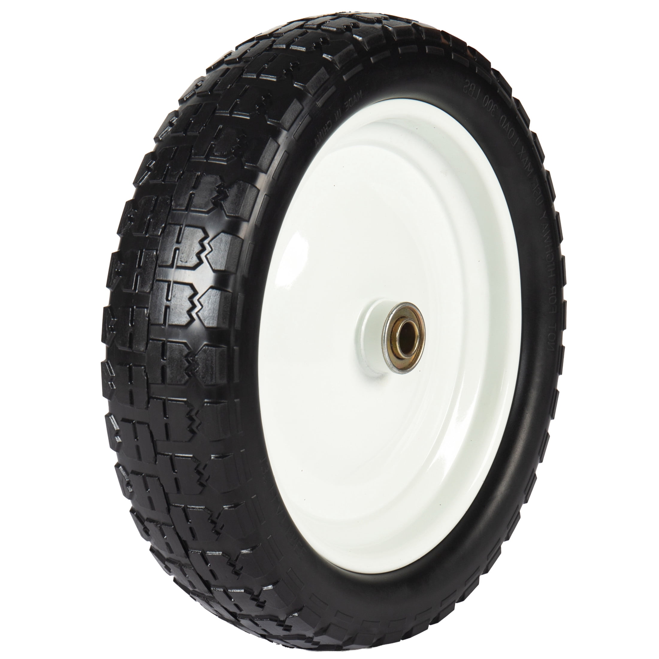 Noble House 13" x 3.5" Solid Rubber Flat-Free Tires & Wheels with Flat-Free Design for Trailer, Black & White, Set of 2