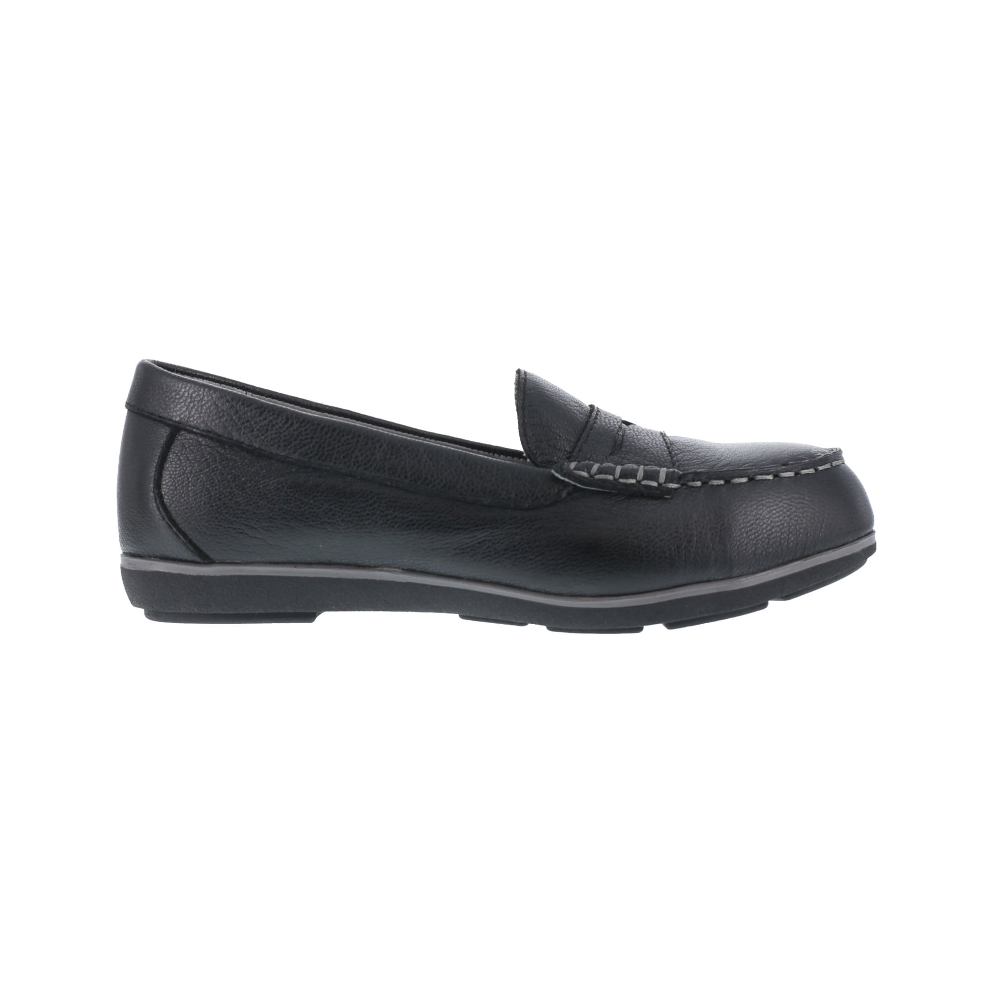 Rockport Works - Rockport Womens Black Leather Work Shoes Top Shore Penny Loafer Steel Toe 6 W 
