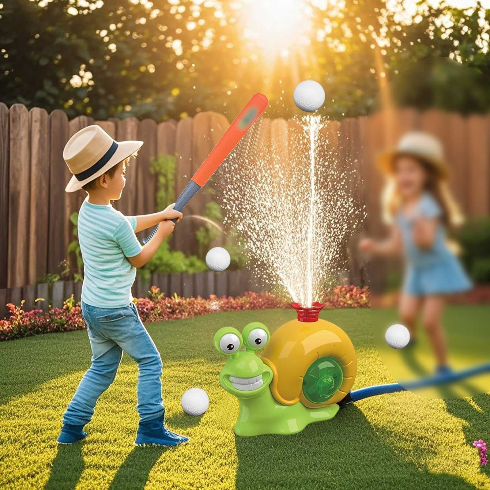 Outdoor Water Sprinkler Baseball Toy Set Summer Activity for Kids Sprinkler Game for Backyard Play for Children Age 3 and Up