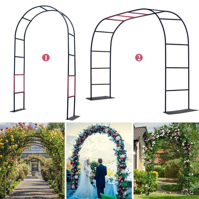 Arco de jardín de acero Ttootle, enrejado de 140 x 240 cm o 230 x 195 cm