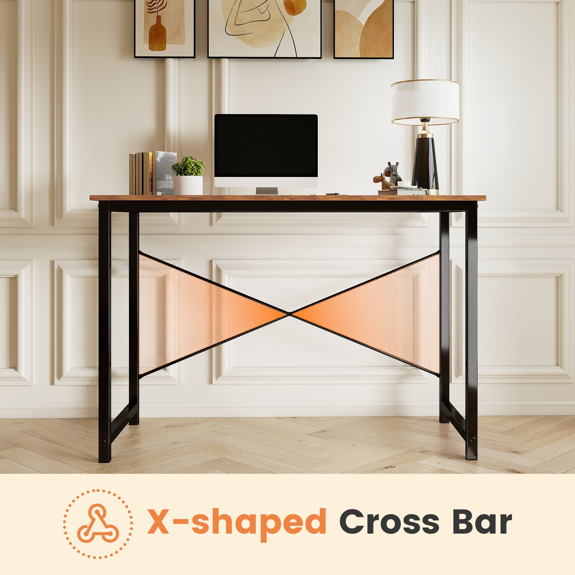 EDX 44 Inch Computer Desk for Small Spaces, Small Student Study Gaming  Work Writing Desk, Modern Simple PC Table Workstation for Home Office, Rust