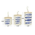 thumbnail image 4 of DecMode 9", 7", 7"H Blue Ceramic Fish Canisters with Brown Wood Lids and Beaded Accents, 3-Pieces, 4 of 16