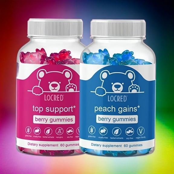 LOCRED Peach Gain & Berry Gummies for Women (60 Count Each), Pack 2